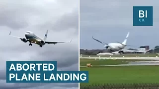 Terrifying footage shows plane trying to land in strong crosswinds