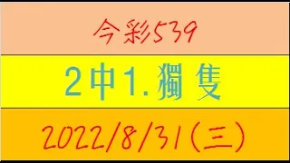 今彩539 『2中1.獨隻』【2022年8月31日(三)】肉包先生