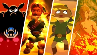 Evolution of Link Dying in Lava in Zelda Games (1987-2021)
