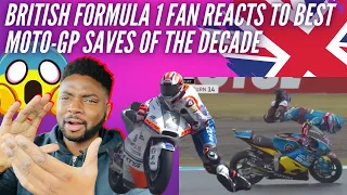 🇬🇧  BRITISH F1 Fan Reacts To The Best MotoGP Saves Of The Decade - CRAZY Composure Under Pressure!