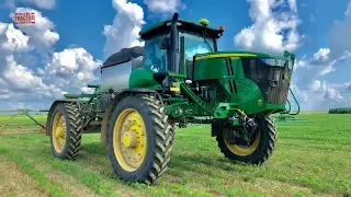 John Deere R4045 Sprayer in Double Crop Soybeans