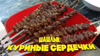 Шашлык из Куриных сердечек. Куриные сердечки на мангале. Семья Соколовых