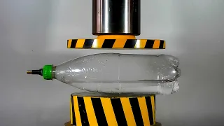 HYDRAULIC PRESS AGAINST PLASTIC BOTTLE HOW MUCH LOAD CAN THE BOTTLE WITHSTAND