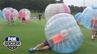 Barcelona try out bubble soccer