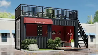 20ft Shipping Container Mini Cafe Design 3D Model