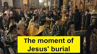 On Good Friday, the Orthodox burial ceremony takes place at Jesus' burial site in Jerusalem