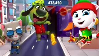 TALKING TOM GOLD RUN ELF ANGELA VS ZOMBIE BEN VS OFFICER TOM ANDROID GAMEPLAY MOBIE IOS