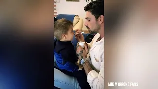 Michele Morrone feeding his nephew