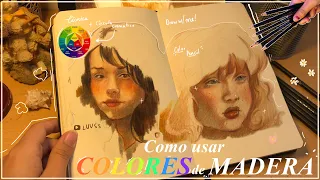 🌈CÓMO colorear con COLORES de MADERA + círculo cromático 🌈 p/ principiantes ✨ luvss tutorial