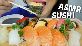 ASMR SUSHI *Deluxe Assorted Nigiri and Salmon Sashimi NO Talking Eating Sounds | N.E Let's Eat