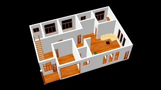 17 x 11m Small House Plan 3 Bedroom with American Kitchen 2023