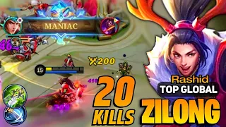 ZILONG 20 KILLS + MANIAC + TRIPLE KILLS on Mobile Legends Bang Bang