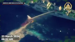 China Coast Guard use water cannons against Philippine resupply boat in West Philippine Sea