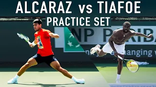 Carlos Alcaraz vs Tiafoe - Quality Practice Game Court Level [Highlights] [4k 60fps]