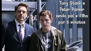 Tony Stark e Peter Parker agindo como pai e filho por 5 minutos.