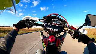 Drz400sm vs. fz07 with wheelie action 🎬