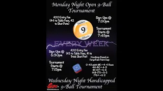 Shooters' Monday Night 9-Ball Tournament (Memorial Day '24)