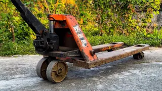 Genius Guy Restores Hand Pallet Truck For Wood Workshop // How To Repair Hand Pallet Truck At Home