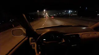 pov drive at night downtown cruze