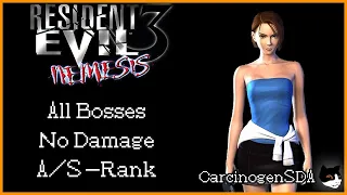 [No Commentary] Resident Evil 3 (PS1) - All Bosses, No Damage Hard, S Rank