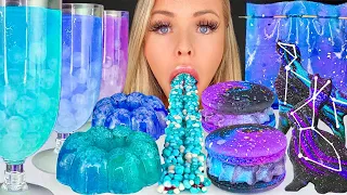 ASMR GALAXY DESSERTS, BASIL SEEDS JELLY, GALAXY COOKIES, MACARONS, GALAXY DRINK MUKBANG 먹방