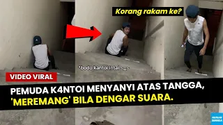 VlRAL, Pemuda K4NTOl Menyanyi Atas Tangga, Meremang Bila Dengar Suara..