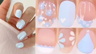 EASY LIGHT BLUE NAIL DESIGNS | spring nail art