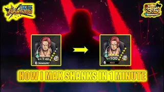 How to Max Any Character in 1 Minute (How I Max Shanks) Beginner Guide - One Piece Bounty Rush OPBR