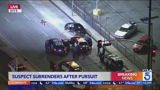 Pursuit suspect surrenders after high-speed chase