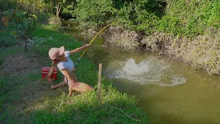 Amazing Fishing. The Biggest Fishing Girl for the First Time | Hook Fishing