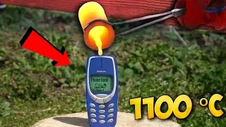 ЧТО ЕСЛИ ВЫЛИТЬ РАСКАЛЕННУЮ ЛАВУ в 1100 ГРАДУСОВ на NOKIA 3310?!