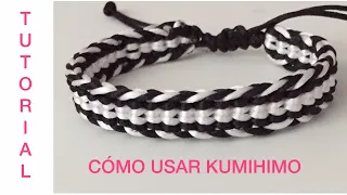 Pulsera de 2 colores  TEJIDO con KUMIHIMO #4 / ⭐ TUTORIAL FRIENDSHIP BRACELET