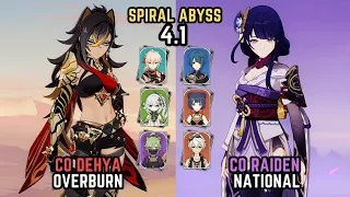 C0 Dehya Overburn and C0 Raiden National [F2P] | 4.1 Spiral Abyss Floor 12 9⭐| Genshin Impact