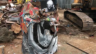 Street Artist Paints Metal Drum And Then Crushes It