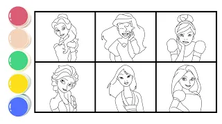 How to draw Princesses Disney -  Belle, Ariel, Cinderella, Mulan for Kids & Toddlers