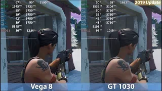 GeForce GT 1030 vs. Ryzen 3 2200G Vega 8 in 2019 in 10 Games. Benchmark Comparison Test