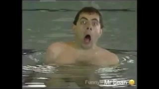 Mr bean naked in swimming pool
