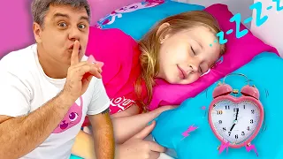 Nastya and dad are learning responsibility so as not to be late for school. Story for kids.