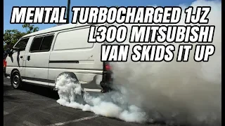 MENTAL 1JZ L300 MITSUBISHI VAN SKIDS UP POWER ON PETRIE