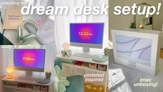 CREATING MY DREAM DESK SETUP! 🖥 ✨ aesthetic desk tour, pinterest inspired, imac unboxing