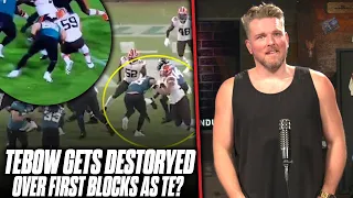 Pat McAfee Reacts: Tim Tebow's Blocking Videos Go Viral, Looks TERRIBLE?