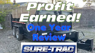 1 Year Profit Earned.  Sure Trac Dump Trailer Review.