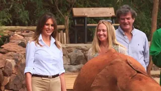 Melania Trump Gets Bumped by Baby Elephant During Africa Trip