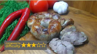 Украинская домашняя колбаса из свинины,  по классическому рецепту. Ukrainian homemade pork sausage.