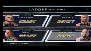 Ladder match all player 100 difficulty Smackdown Brock Lesnar vs Triple h Goldberg and Steve Austin