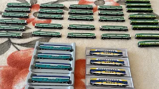 4k -My Updated Athearn N Scale Bombardier collection as of 2024 + small layout overview/update