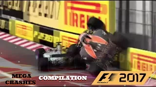 #1 || F1 2017 The Best Compilation MEGA Crashes || Online