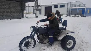 Трицикл из урала. Покатали по снегу не много.