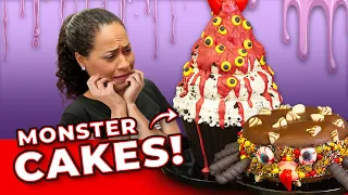 Halloween Monster CAKES! Giant Cupcake & Ice Cream Sandwich With Spooky Decorations | How to Cake It