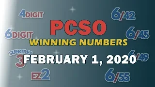 P29M Jackpot Grand Lotto 6/55, EZ2, Suertres, 6Digit, and Lotto 6/42 | February 1, 2020